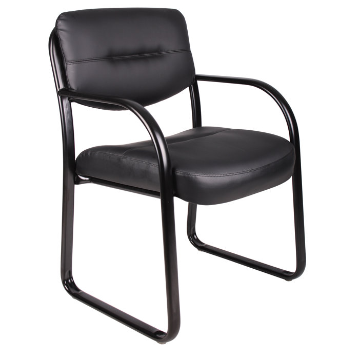 Symple Stuff 23" W Leather Seat Waiting Room Chair with Metal Frame